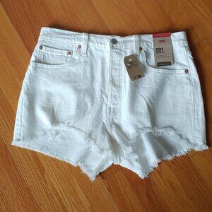 NWT Levis 501 High Rise Cut Off Shorts Size 32 Off-White